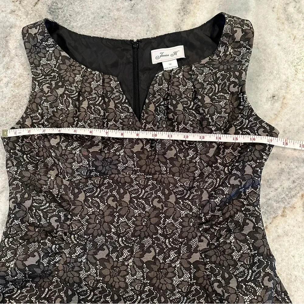 Jessica H Cocktail Sleeveless Black Floral Lace Dress Size 12 - Picture 7 of 13